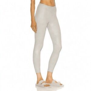 Koral Ribbed Activewear Leggings Women L Gray Metallic Shimmer Athletic Stretch